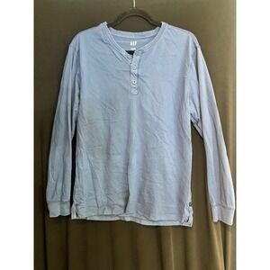 Men's Blue GAP Long Sleeve 3/4 Button Up T Shirt Size S